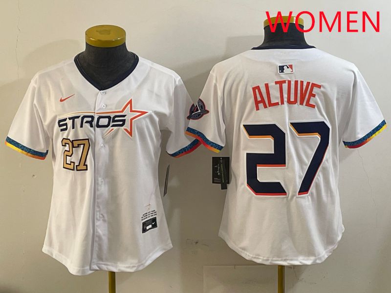 Women Houston Astros #27 Altuve White Fourth generation Joint Name 2025 Nike MLB Jersey style 4